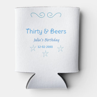 thirty and beers blue star spanish birthday name  can cooler