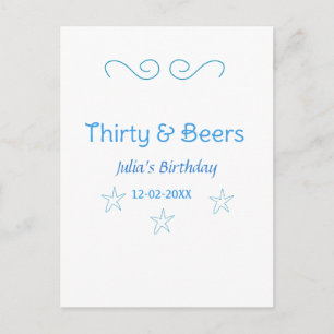 thirty and beers blue star spanish birthday name  postcard