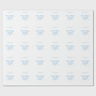 thirty and beers blue star spanish birthday name wrapping paper