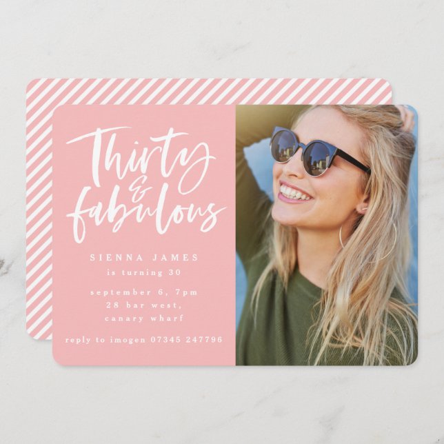 thirty and fabulous birthday party photo invite (Front/Back)