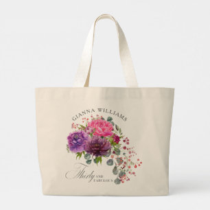 Thirty and Fabulous Elegant Floral 30th Birthday Large Tote Bag