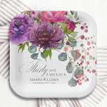 Thirty and Fabulous Elegant Floral 30th Birthday Paper Plate<br><div class="desc">Thirty and Fabulous Elegant Floral 30th Birthday Party Paper Plates features a stylish watercolor flower bouquet in pink,  purple and burgundy with greenery. Simply add your custom text for your thirtieth birthday party. Personalised by editing the text in the text boxes provided. Designed by ©Evco Studio www.zazzle.com/store/evcostudio</div>