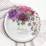 Thirty and Fabulous Elegant Floral 30th Birthday Paper Plate<br><div class="desc">Thirty and Fabulous Elegant Floral 30th Birthday Party Paper Plates features a stylish watercolor flower bouquet in pink,  purple and burgundy with greenery. Simply add your custom text for your thirtieth birthday party. Personalised by editing the text in the text boxes provided. Designed by ©Evco Studio www.zazzle.com/store/evcostudio</div>