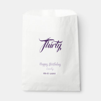 Thirty birthday 30th purple pastel name date styli favour bags