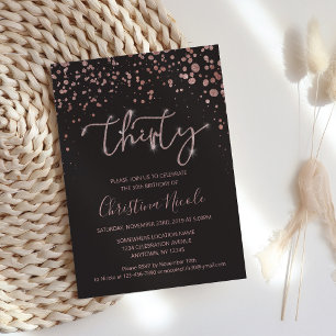Thirty Birthday Party, Rose Gold Grey "Must have" Invitation