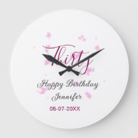 Thirty birthday pink glitter stars black 30th date