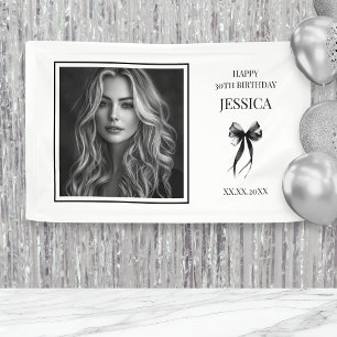 Thirty Black and White Photo Happy 30th Birthday Banner