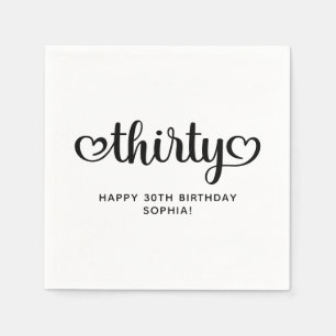 Thirty Cute Hearts Script 30th Birthday Napkin