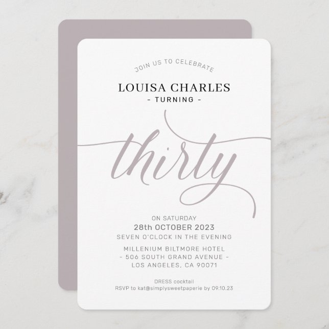 THIRTY elegant birthday chic modern mushroom Invitation (Front/Back)