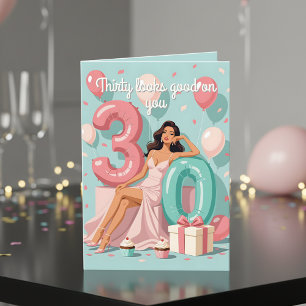 Thirty & Fabulous Modern Woman 30th Birthday Card