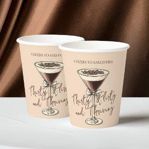 Thirty Flirty and Thriving Brown 30th Birthday Paper Cups