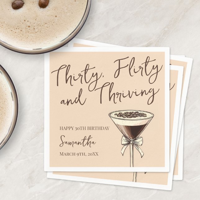 Thirty Flirty and Thriving Cocktail 30th Birthday Napkin (Thirty Flirty and Thriving Cocktail 30th Birthday Napkins)