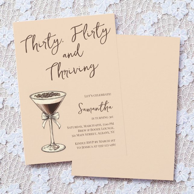 Thirty Flirty and Thriving Martini 30th Birthday Invitation (Thirty Flirty and Thriving Martini 30th Birthday Invitation)