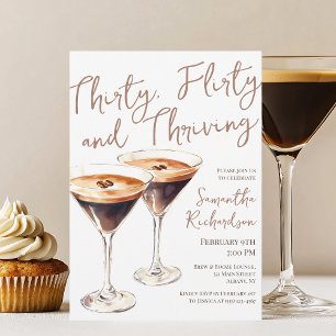 Thirty Flirty and Thriving Martini 30th Birthday Invitation