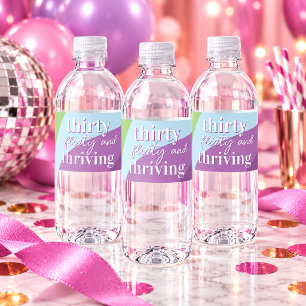 Thirty Flirty & Thriving Party 30th Birthday  Water Bottle Label
