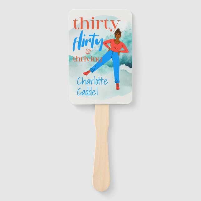 Thirty Flirty & Thriving Personalised Photo Hand Fan (Front)