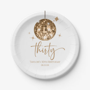 Thirty Gold Disco Ball 30th Birthday Party Paper Plate