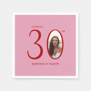 Thirty Minimal Photo 30th Birthday Napkin