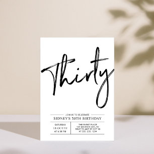Thirty Modern 30th Birthday Party Invitation