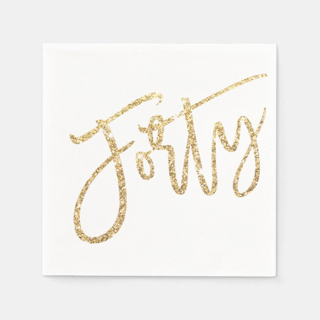 THIRTY modern script glam gold glitter 40th party Napkin (Front)