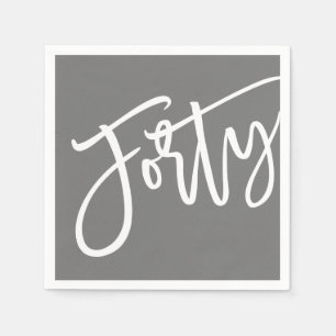 THIRTY modern script white editable colours 40th Napkin