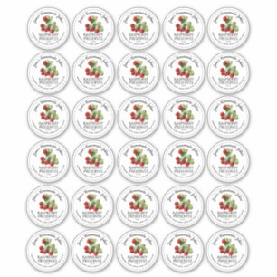 Thirty Raspberry Jelly 2"  Mason Jar Lid Stickers