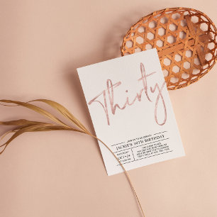 Thirty   Rose Gold Modern 30th Birthday Party Invitation