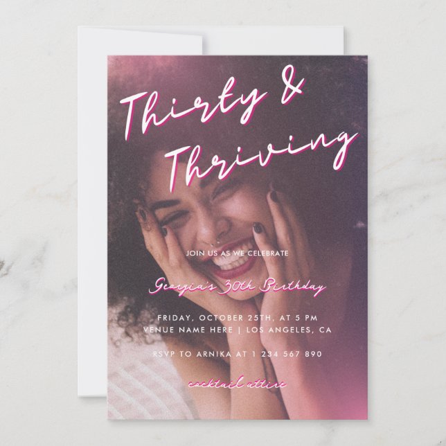 Thirty & Thriving 30th Birthday Party Invitation (Front)