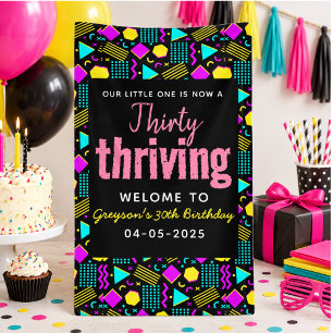 Thirty & Thriving Retro 30th Birthday Banner