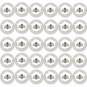Thirty Two-Inch Vinyl Honey Stickers Yellow Bee