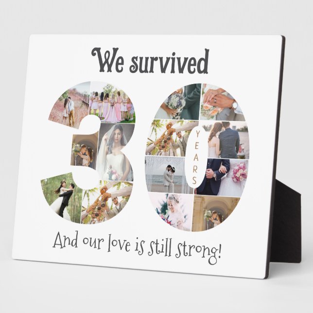 Thirty Year Wedding Anniversary photo Plaque (Side)