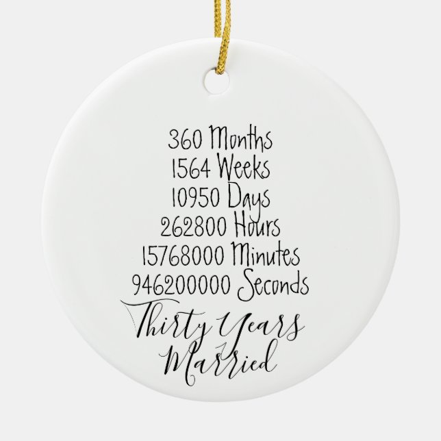 Thirty years Anniversary 30th wedding Christmas Ceramic Tree Decoration (Front)