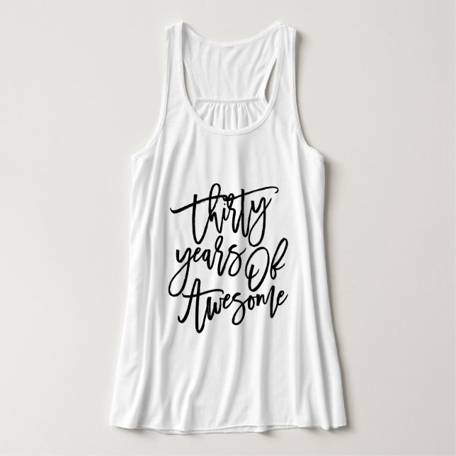 Thirty Years Of Awesome | Black Script Singlet (Design Front)