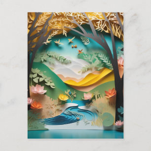 This 3d paper art bamboo forest is so realistic an holiday postcard