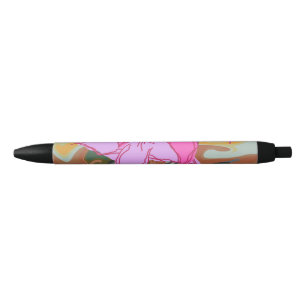 This abstract flower art design blends soft floral black ink pen