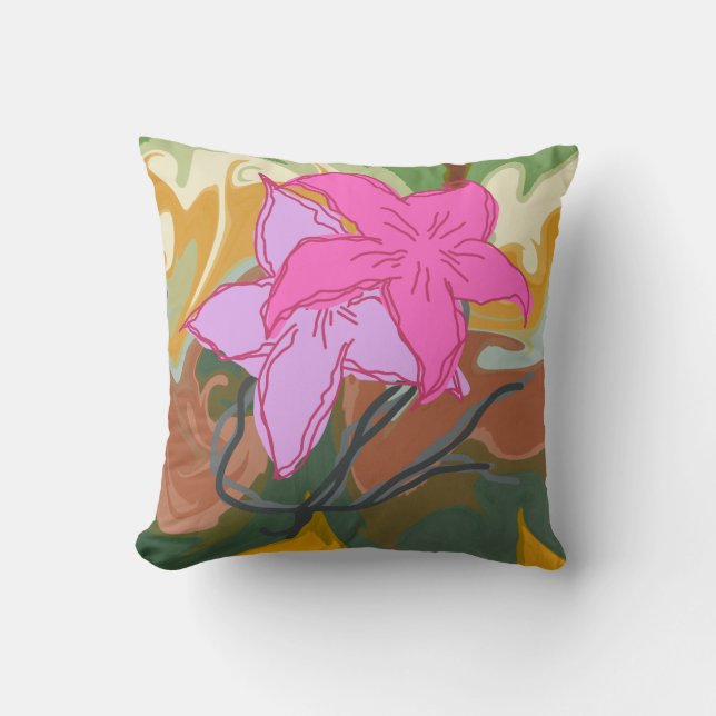 This abstract flower art design blends soft floral cushion (Front)