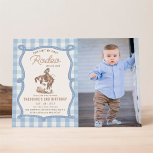 This Ain't My First Rodeo Gingham Photo Invitation