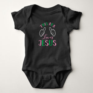 This AKA Loves Jesus - Pink and Green - Sorority Baby Bodysuit