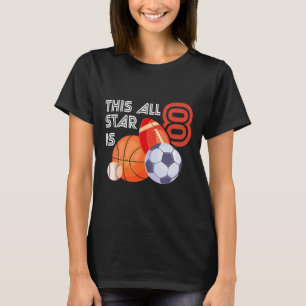 This All Star Is 8 Year Old Birthday Sketll Soccer T-Shirt