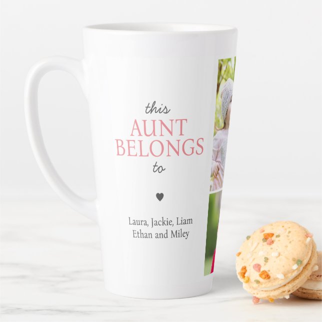 This Aunt Belongs To Quote Custom Photo Collage Latte Mug (In Situ)