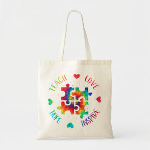 This Autism Awareness Design Features A Heart In T Tote Bag
