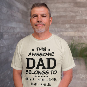 This Awesome Dad Belongs To Custom Kids Names T-Shirt