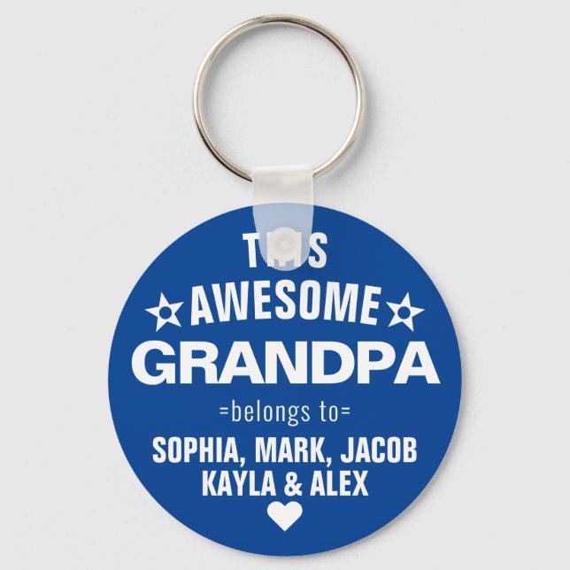 This Awesome Grandpa Belongs To Father's Day Blue Key Ring (Front)