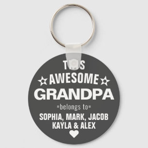 This Awesome Grandpa Belongs To Father's Day Gray Key Ring