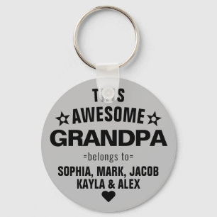 This Awesome Grandpa Belongs To Father's Day Grey Key Ring