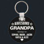 This Awesome Grandpa Belongs To Father's Day Key Ring<br><div class="desc">Personalised This Awesome Grandpa Grandfather Belongs To Star Father's Day Black Keychain
Personalise it with the names of your kids.</div>