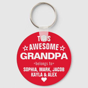 This Awesome Grandpa Belongs To Father's Day Red Key Ring