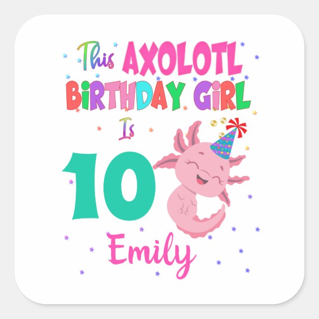 This Axolotl Girl is Amphibian Salamander  Square Sticker (Front)