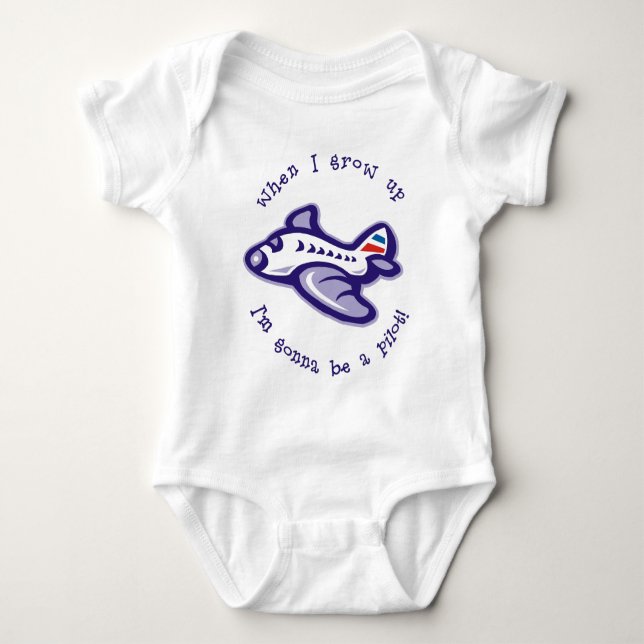 This baby is a future pilot, wants to fly bodysuit (Front)