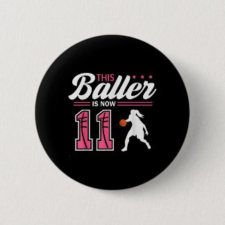 This Baller Is 11 Year Old Basball 11th Birthday 6 Cm Round Badge